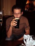 In London, drinking Guinness