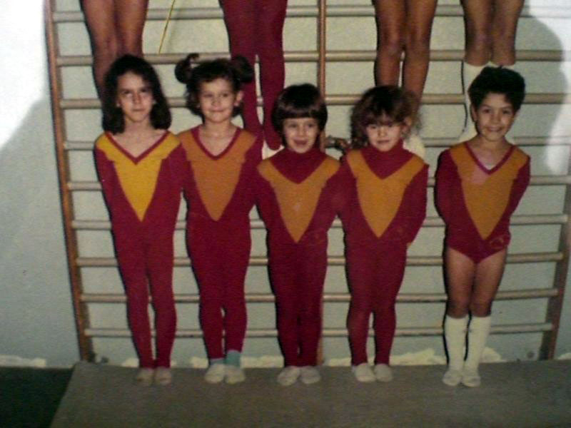 My sister (second from the left), aged 3