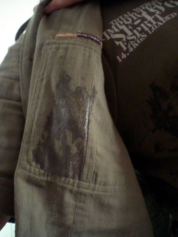 The salad dressing exploded in my pocket