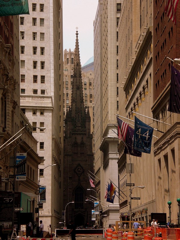 Trinity Church, squeezed in Wall Street
