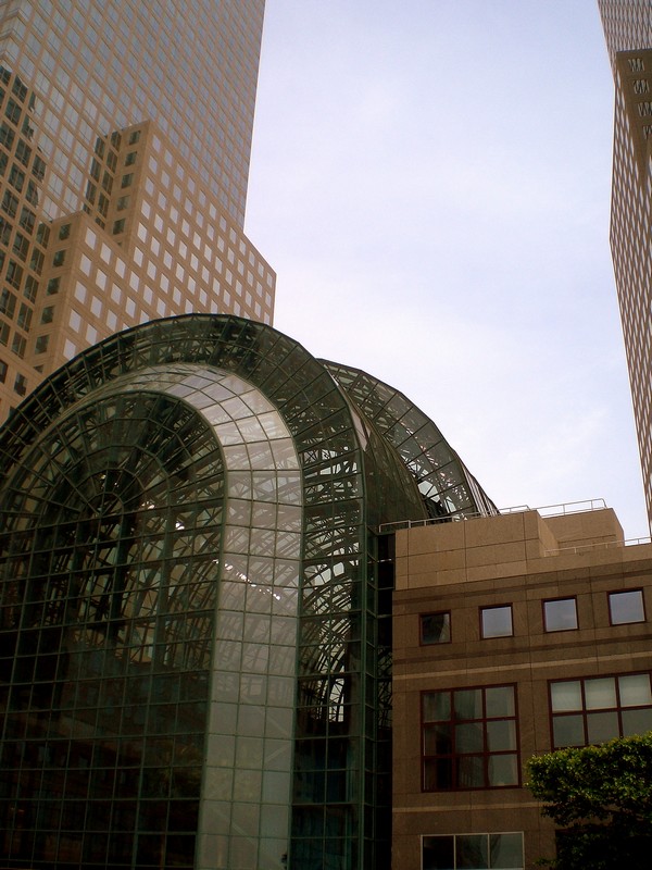 Part of the rebuilt World Trade Center, the twin towers used to be behind it